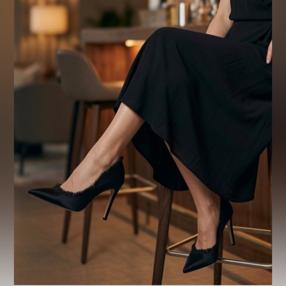 Sam Edelman Black Haylan Frayed Pumps - Picture 3 of 16